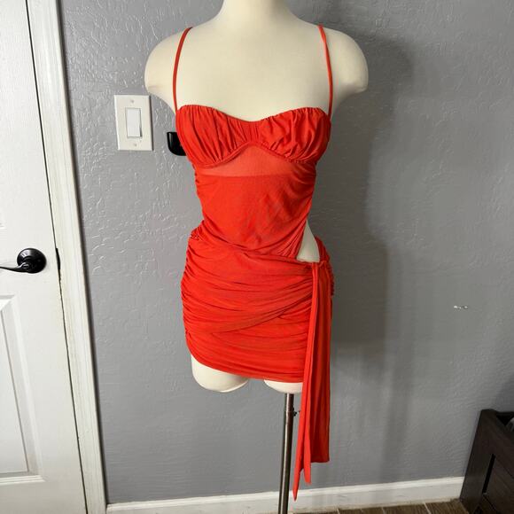 Outcast Wabella Mini Dress, Orange, S - Picture 1 of 3